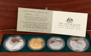 THE 1995 AUSTRALIAN FAMILY OF PRECIOUS METAL PROOF COINS: comprising of a $1 (1oz) Australian Kookaburra silver Proof, a $100 (1oz) pure gold Australian Nugget Proof, a $100 (1oz) platinum Koala Proof, and a $40 (1oz) Australian Emu Proof, all beautifully - 2