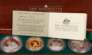 THE 1995 AUSTRALIAN FAMILY OF PRECIOUS METAL PROOF COINS: comprising of a $1 (1oz) Australian Kookaburra silver Proof, a $100 (1oz) pure gold Australian Nugget Proof, a $100 (1oz) platinum Koala Proof, and a $40 (1oz) Australian Emu Proof, all beautifully - 2