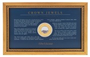 2002 $100 Crown Jewels gold locket Proof coin (23.32 grams of pure gold) incorporating 2 carats of semi-precious stones; attractively presented in a sealed case numbered 0549/5000.