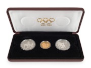 Canada: 1896-1996 Olympic Centennial Coin Programme - Series I. 1992 cased proof set of 3 comprising of gold $175 Olympic Flame, silver $15 Spirit of the Generations and $15 Faster, Higher, Stronger. With the 3 certificates of authenticity.&nbsp;&nbsp;
