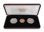 AUSTRIA: 1896-1996 Olympic Centennial Coin Programme - Series 4. 1995 cased proof set of 3 comprising of gold 1,000sch Zeus, silver 200sch Gymnast and 200sch Slalom Skier. With the 3 certificates of authenticity.&nbsp;&nbsp;