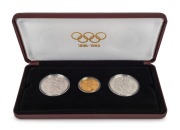 AUSTRIA: 1896-1996 Olympic Centennial Coin Programme - Series 4. 1995 cased proof set of 3 comprising of gold 1,000sch Zeus, silver 200sch Gymnast and 200sch Slalom Skier. With the 3 certificates of authenticity.&nbsp;&nbsp;