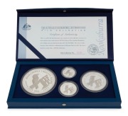 The Australian Kookaburra 1997 Proof Issue - KILO COLLECTION in presentation case containing one of each of the kilo, ten ounce, two ounce and one ounce coins produced by The Perth Mint. With Certificate of Authenticity for set No. 0108 of 1,000.