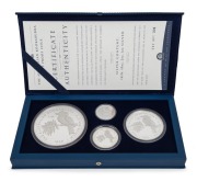 The Australian Kookaburra 1999 Proof Issue - KILO COLLECTION in presentation case containing one of each of the kilo, ten ounce, two ounce and one ounce coins produced by The Perth Mint. With Certificate of Authenticity for set No. 009 of 250.