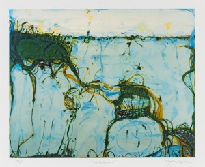JOHN OLSEN (1928-2023), Wetlands, 2000, lithograph 50/65, signed lower right "John Olsen", with blind embossed seals in the lower and upper right corners, 75 x 90cm, 89 x 105cm overall