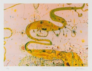 JOHN OLSEN (1928-2023), Wetlands, 1985, lithograph 26/65, signed lower right "John Olsen", with blind embossed seals in the lower and upper right corners, 75 x 90cm, 89 x 105cm overall