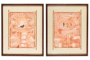 JOHN WINCH (1944-2007), I.) Eggs, Feathers & Leaves, II.) Magpie, mixed media, titled verso with Irving Fine Art gallery labels, 107 x 86cm each overall