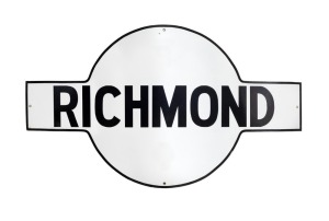 RICHMOND Melbourne Metropolitan train station platform tin enamel sign, 20th century, 82 x 143cm