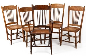 EMU BACK CHAIRS group of five assorted antique chairs including a carver, early 20th century