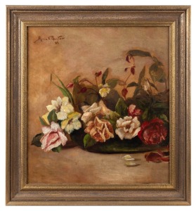 AGNES NOYES GOODSIR (1864-1939), (floral study), oil on masonite board, signed upper left "Agnes N. Goodsir, '99", 40 x 45cm, 52 x 57cm overall
