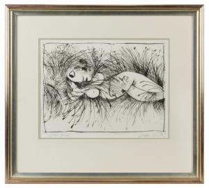 ARTHUR MERRIC BLOOMFIELD BOYD (1920-1999), Figure in a Cornfield, artist proof etching, signed lower right "Arthur Boyd", Richard Demarco Gallery label verso, 32 x 42cm, 59 x 65cm overall