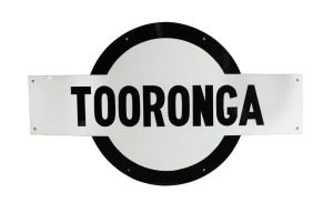 TOORONGA Melbourne Metropolitan train station platform tin enamel sign, 20th century, 82 x 143cm