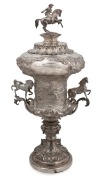 STEPHEN GEORGE HENTY Esq. Spectacular sterling silver presentation trophy, 78cm high, 44cm wide, 7.65 kilograms.