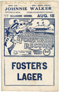 1923 "Football Record" - Victoria v South Australia (at MCG). Fair/Good condition.