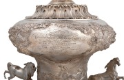 STEPHEN GEORGE HENTY Esq. Spectacular sterling silver presentation trophy, 78cm high, 44cm wide, 7.65 kilograms. - 10