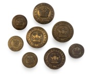 CONVICT DEPARTMENT set of eight antique buttons in two sizes, 19th century.