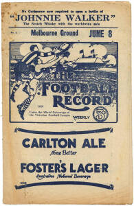 1929 "Football Record" - Victoria v South Australia (at MCG). Fair/Good condition.