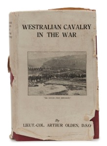 Arthur Charles Niquet OLDEN, (Lieut.-Colonel), WESTRALIAN CAVALRY IN THE WAR - The Story of the Tenth Light Horse Regisment, A.I.F., in the Great War, 1914-1918, [Melbourne : Alexander McCubbin, 1921, 1st ed.], 344pp, 3 maps (2 folding), plates, and 7 fol