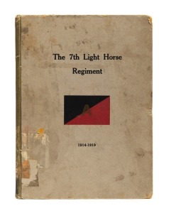 J.D. RICHARDSON (Lieut.-Colonel), The History of The 7th Light Horse Regiment A.I.F., [Sydney : Eric N. Birks, 1923, 1st ed.], 126pp, with maps, b&w photographs, decorations and awards, killed in action or died of wounds, etc; original grey boards with fa
