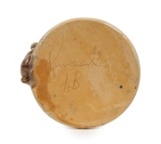 REMUED&nbsp;rare pottery ashtray with applied koala decoration and unusual cream, orange and brown glaze, incised "Remued, 4B", 5cm high, 11.5cm wide - 2