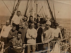 THE B.A.N.Z. ANTARCTIC EXPEDITION: Official original photograph by Captain Frank Hurley: Image A28 - Title: Home from Antarctic Seas, with official "MAWSON ANTARCTIC EXPEDITION" handstamp&nbsp;and release date "TUESDAY APR. 15,&nbsp;1930" verso, together with the o