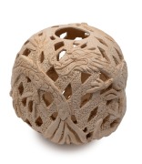 PAT PHILLIPS pierced pottery lamp base with dragon decoration, incised "Pat Phillips", 19cm high