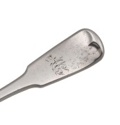 ALEXANDER DICK rare Colonial Australian silver fiddle pattern entree fork with engraved monogram, circa 1830s, stamped "A.D." with crowned leopard and date letter "E", lion passant and monarch's head, 17cm long, 58 grams. - 2