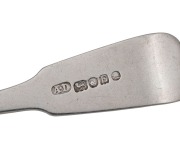 ALEXANDER DICK rare Colonial Australian silver fiddle pattern entree fork with engraved monogram, circa 1830s, stamped "A.D." with crowned leopard and date letter "E", lion passant and monarch's head, 17cm long, 58 grams. - 3