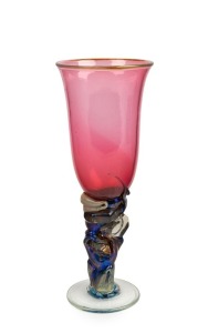 COLIN HEANEY Australian art glass goblet, signed "Colin Heaney, '86", 21cm high