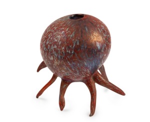 STANISLAV MELIS "Sea Form" Australian art glass vase, engraved "Stanislav Melis, 82-13.9", 15cm high