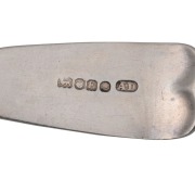 ALEXANDER DICK rare set of three Colonial Australian silver tablespoons with engraved monograms, circa 1830s, stamped "A.D." with crowned leopard and date letter "E", lion passant and monarch's head, ​​​​​​​22.5cm long, 246 grams total. - 7