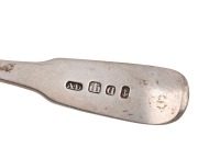 ALEXANDER DICK rare set of six Colonial Australian silver spoons with engraved monograms, circa 1830s, stamped "A.D" with anchor, castle and date letter "D", 18cm long, 246 grams total. - 13