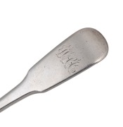 ALEXANDER DICK rare Colonial Australian silver fiddle pattern spoon with engraved monogram, circa 1830s, stamped "DICK" with crowned leopard and date letter "E", lion passant and monarch's head, 15cm long, 30&nbsp;grams. - 2