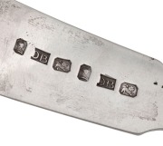 DAVID BARCLAY rare pair of Colonial Australian silver tablespoons with engraved monograms, Tasmanian origin, circa 1835, twice stamped "D.B." with lion passant and monarch's head, 21.5cm long, 163 grams total. - 5