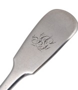 JOEL JOHN COHEN rare Colonial Australian silver fiddle pattern tablespoon with engraved monogram, Sydney origin, circa 1840, stamped "C.N." uncrowned leopard, lion passant, Gothic date letter "F", and monarch's head, 22cm long, 80 grams. - 2