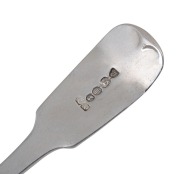 JOEL JOHN COHEN rare Colonial Australian silver fiddle pattern tablespoon with engraved monogram "S", Sydney origin, circa 1840, stamped "C.N." uncrowned leopard, lion passant, Gothic date letter "F", and monarch's head, 21.5cm long, 79 grams. - 3