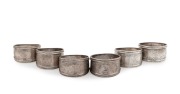 HENRY STEINER set of six antique Australian silver napkin rings with engraved decoration and swan crests, each one numbered 1 to 6, South Australian origin, 19th century, 184 grams total.