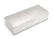 DRUMMOND & Co. antique Australian sterling silver cushion topped table cigar box, circa&nbsp;1880s, stamped numerous times "D. & Co. STERLING". Solid silver walled construction throughout, 8cm high, 28cm wide, 11.5cm deep, an impressive 1475 grams silver weigh