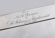DRUMMOND & Co. antique Australian sterling silver cushion topped table cigar box, circa&nbsp;1880s, stamped numerous times "D. & Co. STERLING". Solid silver walled construction throughout, 8cm high, 28cm wide, 11.5cm deep, an impressive 1475 grams silver weigh - 3