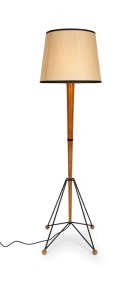 A vintage Australian standard lamp, crafted from Tasmanian myrtle and steel, mid 20th century, ​​​​​​​165cm high.