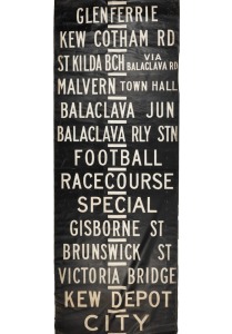 MELBOURNE TRAM DESTINATION ROLL: KEW DEPOT including Kew Post Office, Football, Mount Albert, Windsor, Burwood&nbsp;etc., circa 1970s, 840 x 100cm