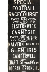 MELBOURNE TRAM DESTINATION ROLL: SOUTH MELBOURNE DEPOT including Racecourse, Glen Iris, Camberwell, Toorak/Orrong Rd. etc., circa 1970s, 800 x 100cm