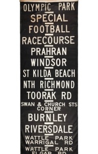 MELBOURNE TRAM DESTINATION ROLL: CAMBERWELL DEPOT including Olympic Park, Burnley, Riversdale, Malvern Town Hall&nbsp;etc., circa 1967, 880 x 100cm