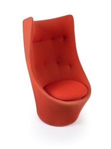 GRANT FEATHERSTON "EXPO" chair, upholstered in a woven tangerine woollen fabric, circa 1967, 115cm high.