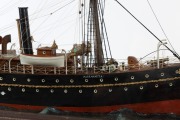 "PARRAMATTA" scratch built model boat in timber case with building specs affixed to copper plaque, 19th century, 61cm high, 92cm wide, 31cm deep - 3