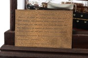 "PARRAMATTA" scratch built model boat in timber case with building specs affixed to copper plaque, 19th century, 61cm high, 92cm wide, 31cm deep - 6