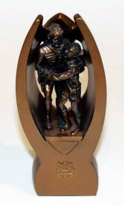 2009 REPLICA NRL PREMIERSHIP TROPHY, replica trophy, 18cm tall, in wooden display case with "Melbourne Storm/ Premiers/ 2009 NRL" on lid, limited edition 73/250.