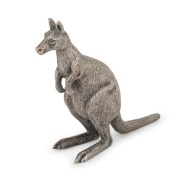 WILLIAM DRUMMOND & Co. of Melbourne impressive solid cast sterling silver kangaroo statue, 19th/20th century, stamped "W.D. & Co. STG. SILVER", ​​​​​​​13cm high, 592 grams
