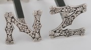FRANK GRADY of Wellington pair of antique New Zealand silver and greenstone "N.Z." knife rests, 19th/20th century, stamped "F. GRADY, ST. SILVER", 8.5cm wide. - 2