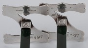 FRANK GRADY of Wellington pair of antique New Zealand silver and greenstone "N.Z." knife rests, 19th/20th century, stamped "F. GRADY, ST. SILVER", 8.5cm wide. - 4